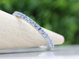 1.2Ct Round Cut Aquamarine Full Eternity Wedding Band Ring 14K White Gold Finish - £84.55 GBP