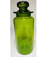 VTG TAKAHASHI Green Glass MCM APOTHECARY Jar GROUND GLASS DAISY LID ~ 8&quot;... - $66.19 CAD