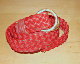 Vintage Red Gold Braided Woven Belt D Ring Gold Tone Buckle Fashion Y2k Boho Adj - £12.88 GBP