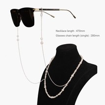Women Irregular Natural Pearls Sunglasses Strap 925 Silver Accessories Chain - £117.48 GBP