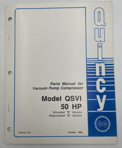 Quincy Air Compressor Parts Manual QSVI 50 HP Catalog Book 50239-103 199... - $14.20