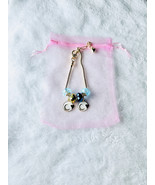 Charm Bracelet, crescent moon charms, resin beads, made from copper - £13.29 GBP