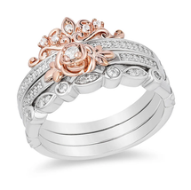 Enchanted Disney Belle Ring 0.2ct Diamond Rose Stackable Band Stackable Rings Se - £62.57 GBP