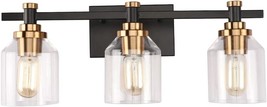 Industrial Wall Sconce Bathroom Lighting, Matte Black Finish, Brushed Gold - £91.07 GBP