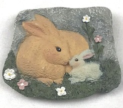 Rabbit Bunny On Grass Flowers Pin Brooch By Paper Giftware - £10.10 GBP