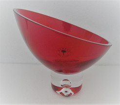 Vintage Handblown Bombay Red Glass Display Bowl Made In Poland - $95.00