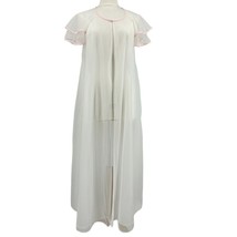 Vintage Sheer Robe Nightgown VAL MODE 1950&#39;s Long Robe with ruffles Sz Small - £39.56 GBP