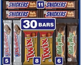 Chocolate Candy Bars (30 ct.) Milky Way, Snickers, Twix &amp; More Full Size... - £35.13 GBP