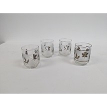Set of 4 Vintage Libbey Silver Leaf Frosted Glasses 3&quot; by 2 1/4&quot; - £15.62 GBP