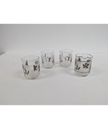 Set of 4 Vintage Libbey Silver Leaf Frosted Glasses 3&quot; by 2 1/4&quot; - £15.96 GBP