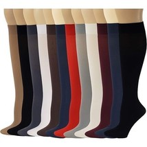 Differenttouch Ladies 12 Pairs Multi Color Pack Opaque Trouser Knee High Socks - £23.45 GBP