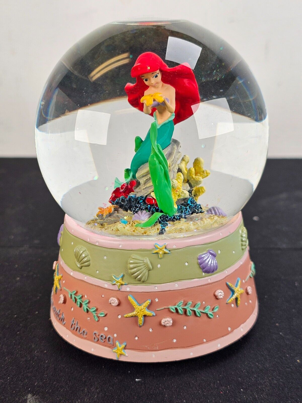 Little Mermaid Enesco Musical Snow Globe "Under the Sea" 6" 1988 Disney Ariel - $29.65