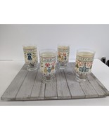 Vintage Set 4 Cross Stitch Sampler Pattern Graphic Drinking Glasses 5 1/... - £15.97 GBP