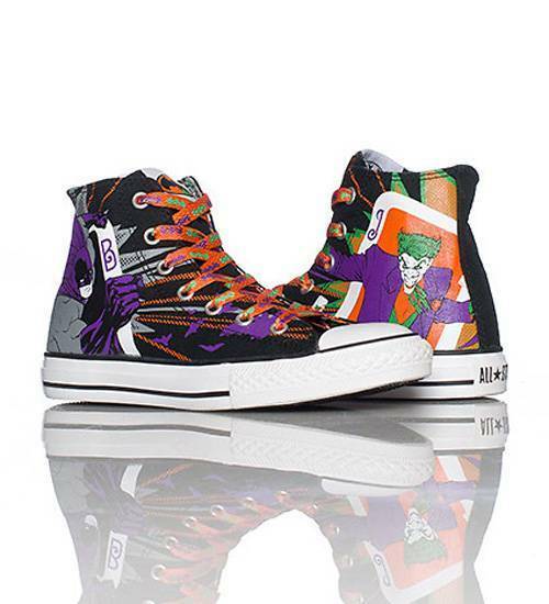 Converse BATMAN & JOKER HI TOP Shoes 3 Sets Laces Wild Lining NIB DISC MNS Great - $79.99