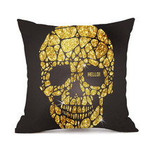 Halloween Personalized Retro Skull Linen Print Throw Pillow Cushion Cover - €4,52 EUR