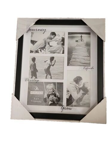 Malden Framed Collage Photo 5 Openings 4" X6" Black And White Journey Grow - $8.66