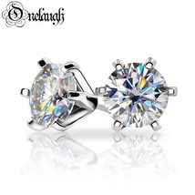 Moissanite stud earrings for women classic six claw sparkling wedding bride jewelry 925 thumb200