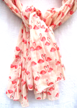 BECK SONDERGAARD Flamingo Print Fine Cotton Gauze Shawl Wrap Scarf INDIA... - $33.24