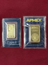 Gold Bars PAMP Suisse 1 Ounce + APMEX 1 Ounce Fine Gold 999.9 In Sealed ... - $4,200.00