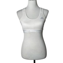 Adidas Alphaskin White Sports Bra Silver Logo Climacool Workout Women Size Small - £7.88 GBP