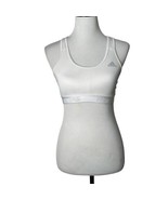 Adidas Alphaskin White Sports Bra Silver Logo Climacool Workout Women Si... - £7.77 GBP