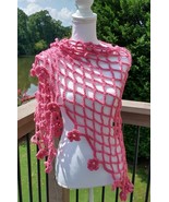 Flower Fantasy Shawl  Handmade Crochet Knit  Wrap Scarf Stole Poncho - $47.54 CAD