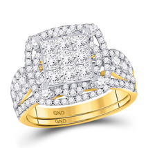 14kt Yellow Gold Princess Diamond Bridal Wedding Engagement Ring Set 2.00 Ctw - £1,913.24 GBP