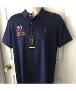 Polo Ralph Lauren Performance 50th Birthday Polo Shirt Navy Blue Large L - $3,635.34 MXN