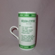 Irish Coffee Recipe Coffee Mug 4 oz Cup Ceramic Shamrock Green White Korea - £10.13 GBP