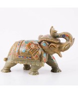 Natural Soapstone Marble Trunk Up Elephant Statue Handmade Inlaid Multi ... - £631.49 GBP