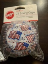 Wilton 75-Count Old Glory Red White and Blue American Flag Baking Cups  NEW - £3.83 GBP