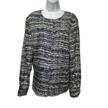 st john black label geometric silk long sleeve Button Up blouse Size 14 - $64.34