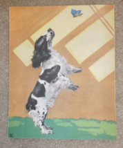 Vintage 1950s Print Cocker Spaniel Dog with Butterfly 8x10 - £19.46 GBP