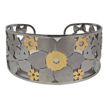Vintage Milor Italy Cuff Bracelet Adjustable Floral Stainless Steel Two ... - £12.36 GBP