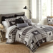 Donna Sharp Ridge Point Lodge Rustic Cozy Cabin Deer 3-Pc Quilt Set &amp; To... - £63.56 GBP+