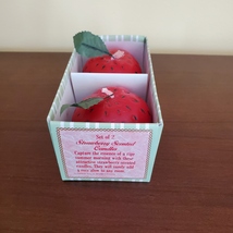 STRAWBERRY SCENTED CANDLES Set of 2 Red Strawberries Shape Candle 2 1/4" H image 3