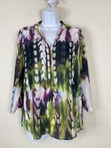 Mossimo Women Size XS Colorful Abstract Popover Long Sleeve V Neck - $6.30
