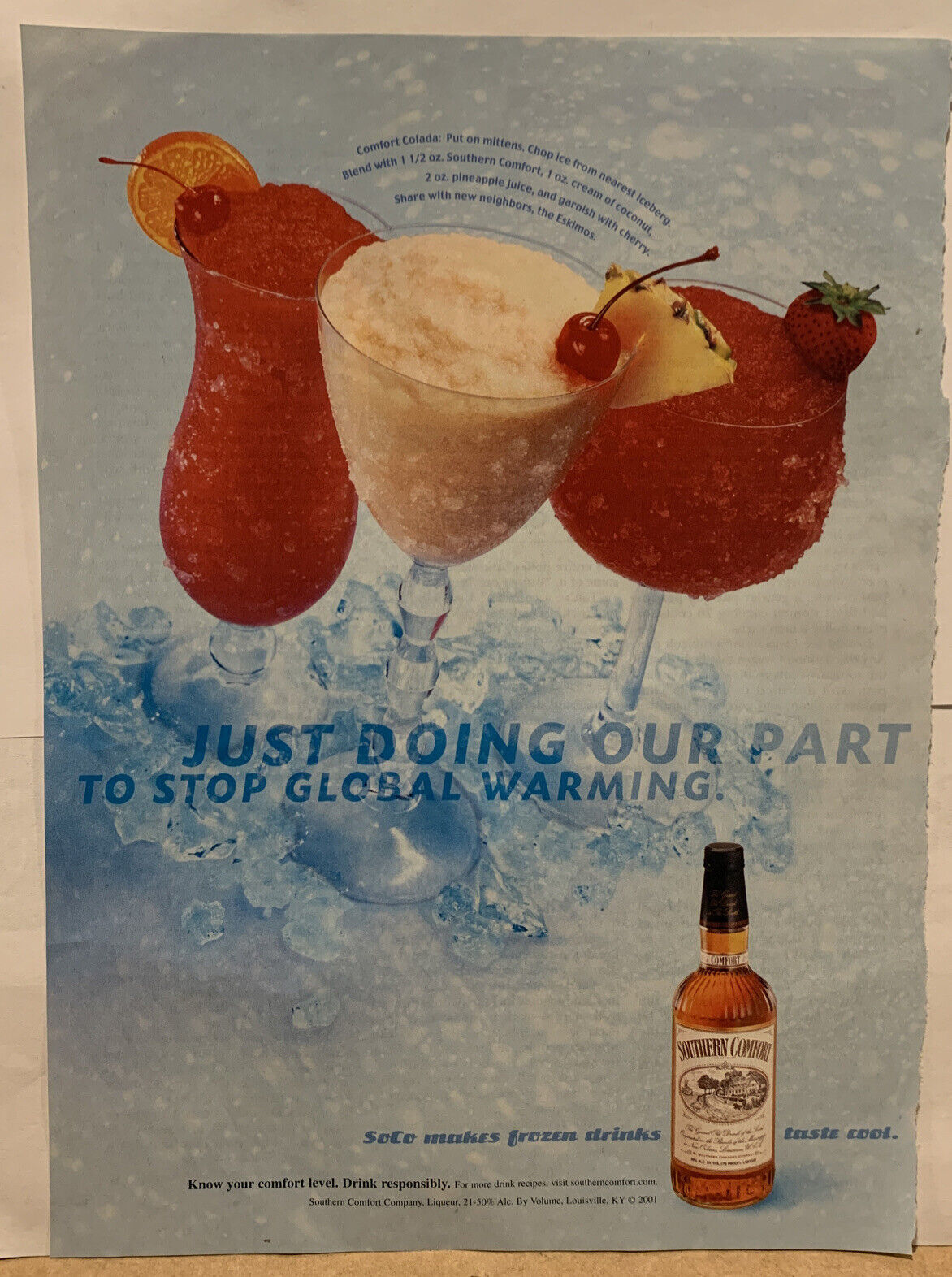 Southern Comfort Colade Alcohol Recipe 2000s Print Magazine Print Ad 2001 - $4.20