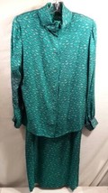 CARLISLE  Womens Green  Silk Feather Skirt Suit - Size 10 - £37.29 GBP