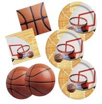 Basketball Party Supplies Kit for 16,- Plates, Napkins And Cake Plates - $234.74 MXN
