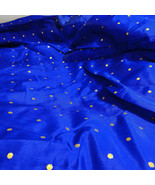 Royal Blue Printed Silk Taffeta Fabric, Taffeta Silk Fabric, Polyester T... - $8.99