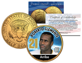 Roberto Clemente * Baseball Legends * Jfk Half Dollar 24K Gold Plated U.S. Coin - £7.54 GBP