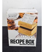 KOVOT Bamboo Recipe Box With Acrylic Recipe Card Holder - $12.82
