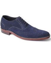 Men&#39;s Oxford Suede Leather Dress Shoes In Navy Blue Color  Brogue Wingtip  Shoes - £126.63 GBP