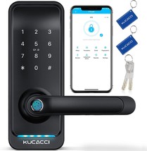 Kucacci Smart Door Lock With Handle: Keyless Entry Door Lock -, Black - £82.16 GBP