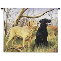 26x34 Yellow & Black Labrador Retriever Dog Tapestry Wall Hanging - $82.00