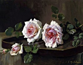 Pink Prince-de-Bulgarie Roses. Wall Art Repro Giclee - £6.75 GBP+