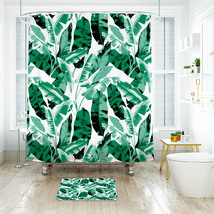 Banana Leaf Pattern 08 Shower Curtain Bath Mat Bathroom Waterproof Decorative Ba - £18.08 GBP+