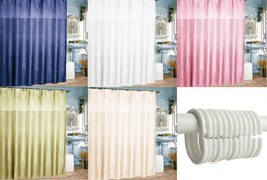 183cm x waterproof silk ~ fabric shower curtain stripes solid washer 12 - £15.75 GBP