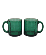 Set of 2 Green Glass Coffee Tea Mugs Cups w/ Etched Moose Heads Made in USA - $236.30 MXN